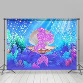 Lofaris Little Gitter Mermaid Sitting on the Seashell Backdrop